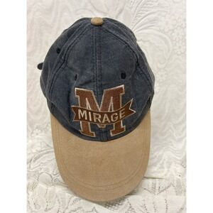 Vintage Mirage Las Vegas Hotel Casino Hat Navy Tan Two Tone Cotton Baseball Cap